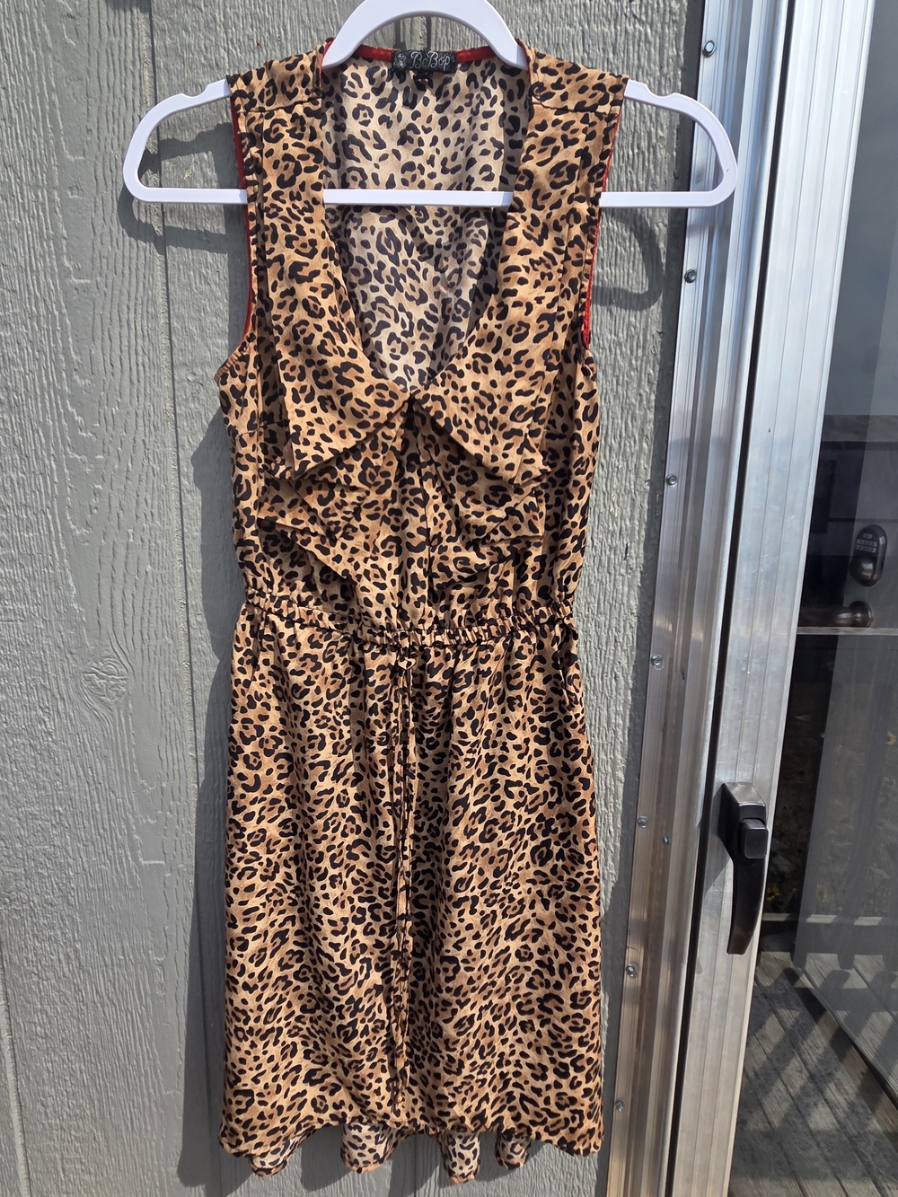 BeBop Sleeveless Leopard-Print Romper in Tan and Black